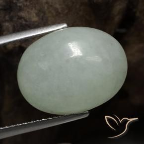 9,17 ctw natürlicher Blasses Grün Jadeit, Oval, Lichtdurchlässig