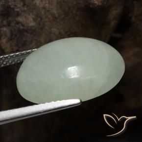 9,17 ctw natürlicher Blasses Grün Jadeit, Oval, Lichtdurchlässig