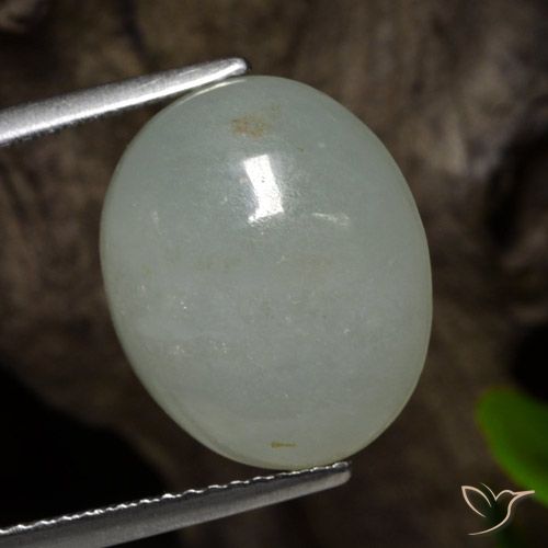 8.05ct Natürlicher Grau Grün Jadeit, Oval, Lichtdurchlässig
