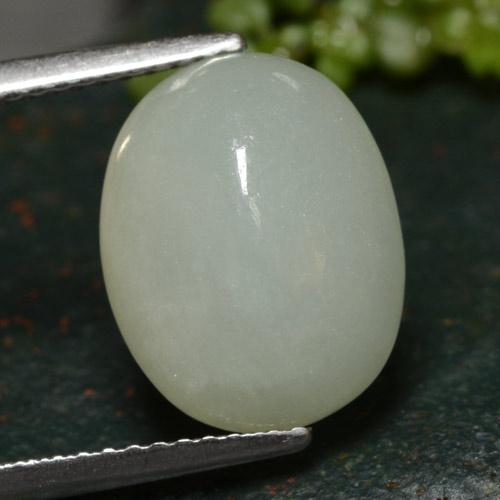 7,11 ctw natürlicher weißer Jadeit, Oval Schliff, Lichtdurchlässig