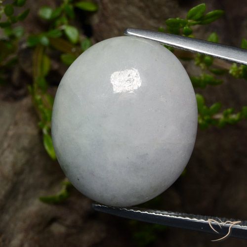22.14ct Natürlicher gräulich-weiß Jadeit, Oval, Lichtdurchlässig