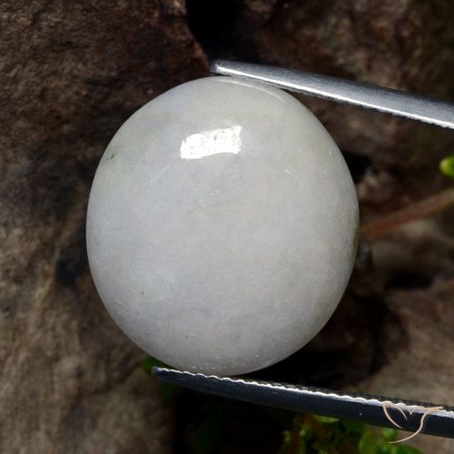 9,17 ctw natürlicher gräulich-weiß Jadeit, Oval Schliff, Lichtdurchlässig
