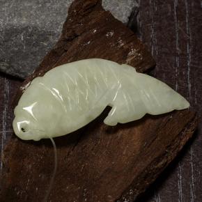 9,17 ctw natürlicher Warmes Hellgrün Jadeit, Ausgefallene Form, Lichtdurchlässig