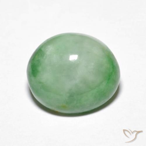 4.30ct Natürlicher grün-weiß Jadeit, Oval, Lichtundurchlässig