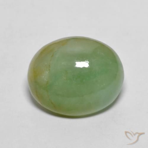 5.42ct Natürlicher Blasses Erdgrün Jadeit, Oval, Lichtundurchlässig
