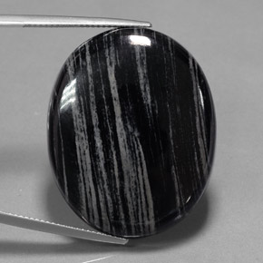 54,69 ctw natürlicher schwarzer Jaspis, Oval Schliff, Lichtundurchlässig