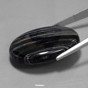 54,69 ctw natürlicher schwarzer Jaspis, Oval Schliff, Lichtundurchlässig
