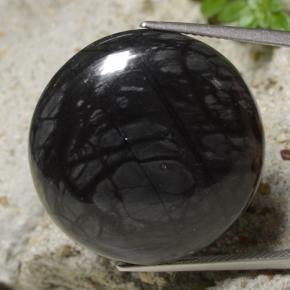 32,19 ctw natürlicher schwarzer Jaspis, Rundschliff, Lichtundurchlässig