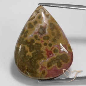 41.21ct Natürlicher Mehrfarbig Jaspis, Birnenform, Lichtundurchlässig
