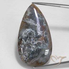 44.98ct Natürlicher Mehrfarbig Jaspis, Birnenform, Lichtundurchlässig