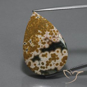 34.46ct Natürlicher Mehrfarbig Jaspis, Birnenform, Lichtundurchlässig