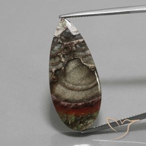 16.94ct Natürlicher Mehrfarbig Jaspis, Birnenform, Lichtundurchlässig, Photo A