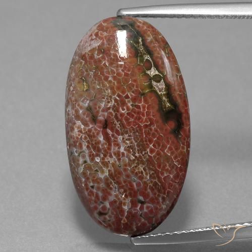 9.98ct Natürlicher Mehrfarbig Jaspis, Oval, Lichtundurchlässig