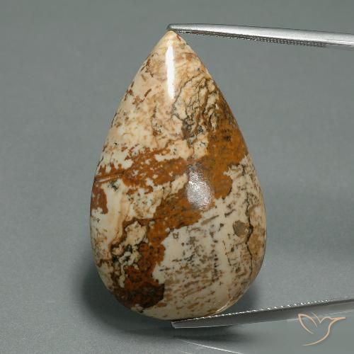 33.42ct Natürlicher Mehrfarbig Jaspis, Birnenform, Lichtundurchlässig, Photo A