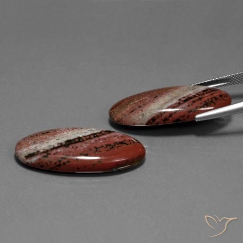 33.50 ct natürliche Mehrfarbig Jaspis-Edelsteine, Oval, Lichtundurchlässig