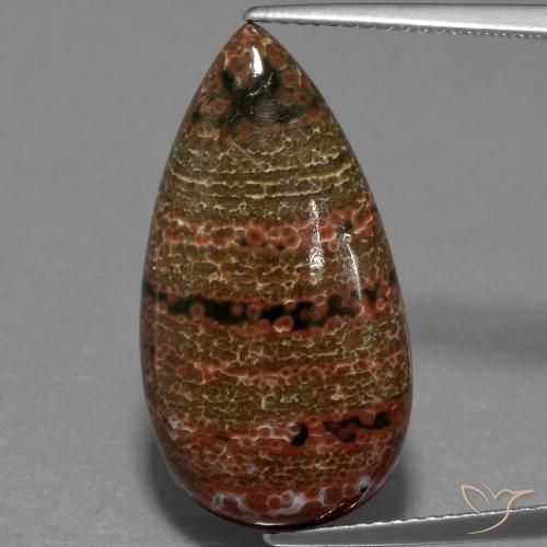 11.78ct Natürlicher Mehrfarbig Jaspis, Birnenform, Lichtundurchlässig