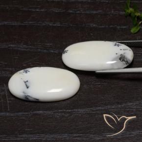 18.19 ct natürliche Weiß mit Schwarz Jaspis-Edelsteine, Oval, Lichtundurchlässig
