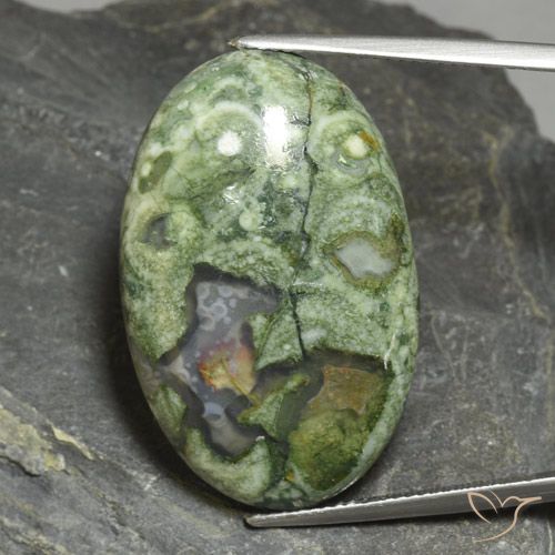 30.57ct Natürlicher Mehrfarbig Jaspis, Oval, Lichtundurchlässig