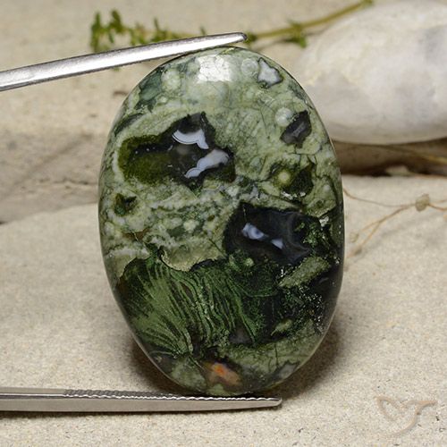 32.16ct Natürlicher Mehrfarbig Jaspis, Oval, Lichtundurchlässig