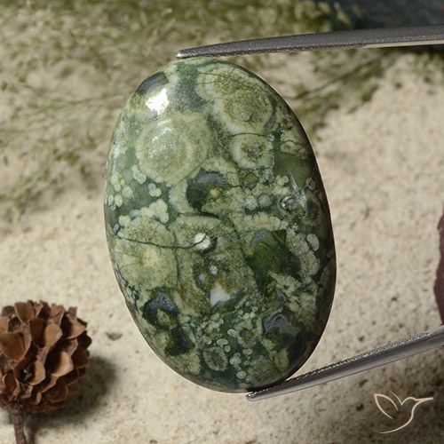 33.81ct Natürlicher Mehrfarbig Jaspis, Oval, Lichtundurchlässig