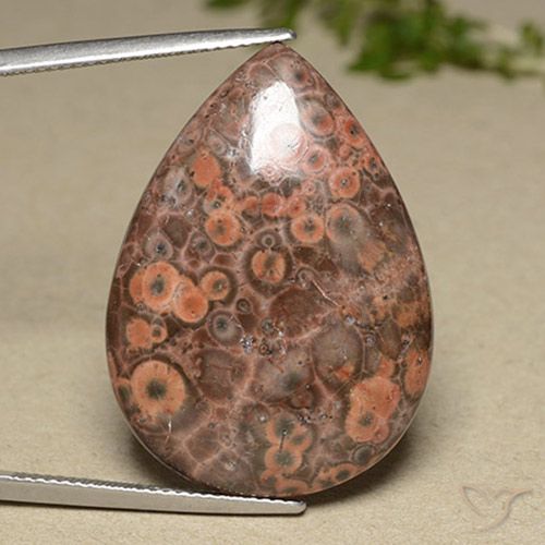 27.32ct Natürlicher Mehrfarbig Jaspis, Birnenform, Lichtundurchlässig