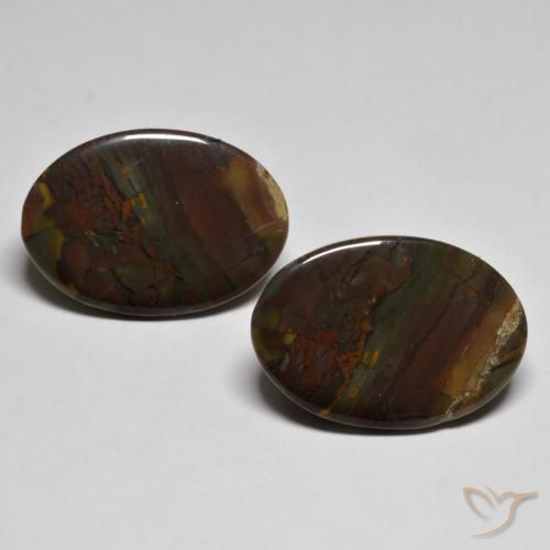 19.29 ct natürliche Mehrfarbig Jaspis-Edelsteine, Oval, Lichtundurchlässig
