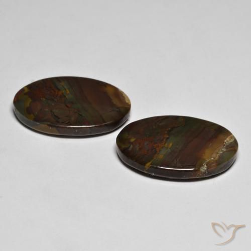 19.29 ct natürliche Mehrfarbig Jaspis-Edelsteine, Oval, Lichtundurchlässig