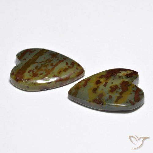 15.28 ct natürliche Mehrfarbig Jaspis-Edelsteine, Herz, Lichtundurchlässig