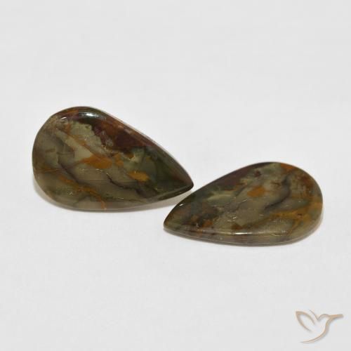 11.42 ct natürliche Mehrfarbig Jaspis-Edelsteine, Birnenform, Lichtundurchlässig