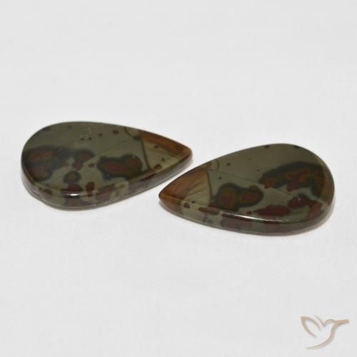12.88 ct natürliche Mehrfarbig Jaspis-Edelsteine, Birnenform, Lichtundurchlässig