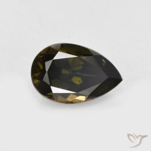 1.05ct Natürlicher grünlich-braun Kornerupin, Birnenform, VVS-VS