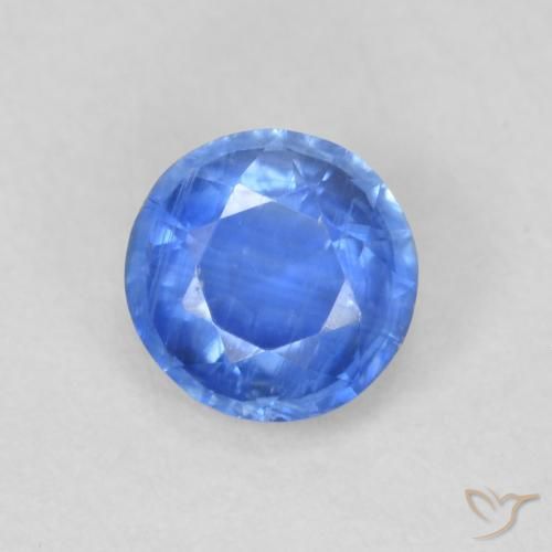 0.74ct Natürlicher Helles Marineblau Kyanit, Runden, SI, Photo A