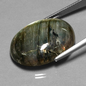 32,58 ctw natürlicher mehrfarbiger Labradorit, Transparent, Transparent / Lichtdurchlässig