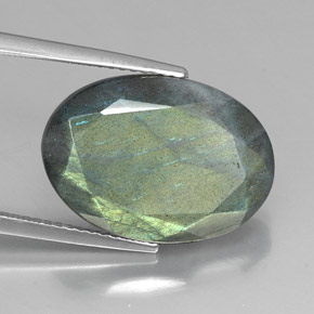 11,14 ctw natürlicher mehrfarbiger Labradorit, Oval Schliff, Lichtundurchlässig