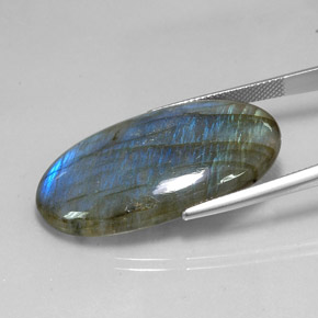 32,75 ctw natürlicher mehrfarbiger Labradorit, Oval Schliff, Lichtdurchlässig