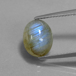 2,62 ctw natürlicher mehrfarbiger Labradorit, Oval Schliff, Lichtdurchlässig