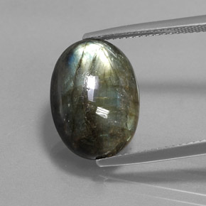 7,29 ctw natürlicher mehrfarbiger Labradorit, Oval Schliff, Lichtundurchlässig