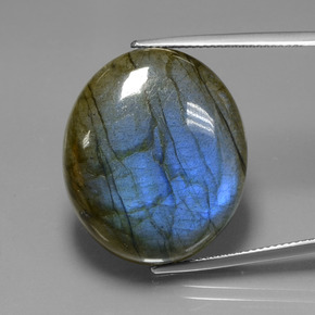 39,42 ctw natürlicher blauer Labradorit, Oval Schliff, Transparent