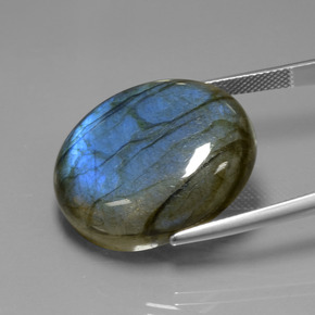 39,42 ctw natürlicher blauer Labradorit, Oval Schliff, Transparent