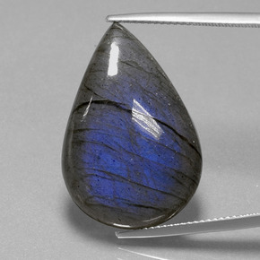 27,70 ctw natürlicher blauer Labradorit, Birnenform, Transparent