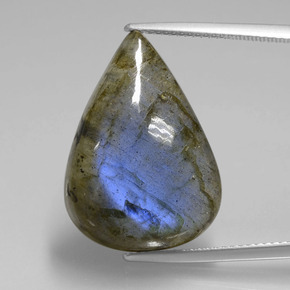 21,94 ctw natürlicher blauer Labradorit, Birnenform, Transparent