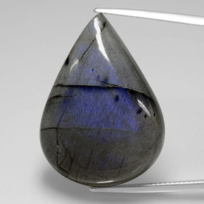 37,86 ctw natürlicher blauer Labradorit, Birnenform, Transparent