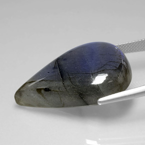 37,86 ctw natürlicher blauer Labradorit, Birnenform, Transparent