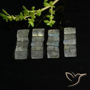 6.24 ct natürliche Mehrfarbig Labradorit-Edelsteine, Quadrat, Transparent