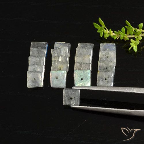 7.61ctw Natürlicher Mehrfarbig Labradorit, Quadrat, Lichtdurchlässig