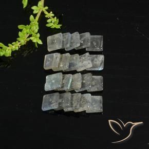7.61 ct natürliche Mehrfarbig Labradorit-Edelsteine, Quadrat, Lichtdurchlässig
