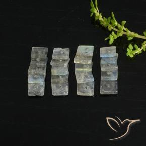 7.61 ct natürliche Mehrfarbig Labradorit-Edelsteine, Quadrat, Lichtdurchlässig