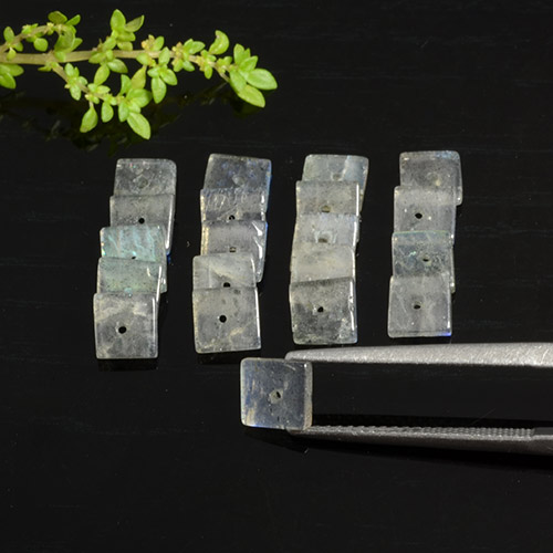 8.86 ct natürliche Mehrfarbig Labradorit-Edelsteine, Quadrat, Lichtdurchlässig