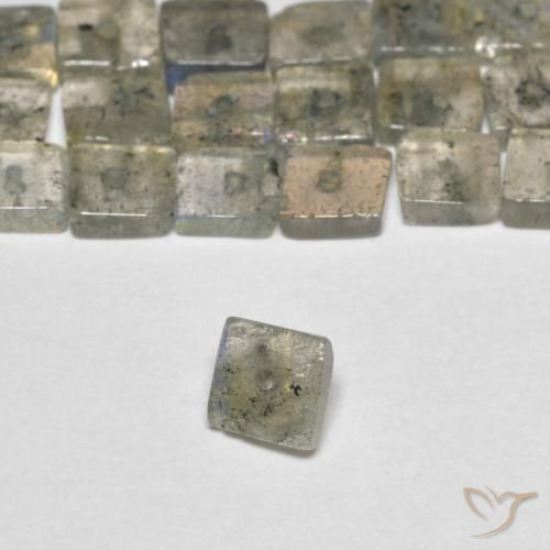 6.23 ct natürliche Mehrfarbig Labradorit-Edelsteine, Quadrat, Transparent