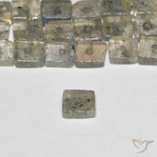 6.23 ct natürliche Mehrfarbig Labradorit-Edelsteine, Quadrat, Transparent
